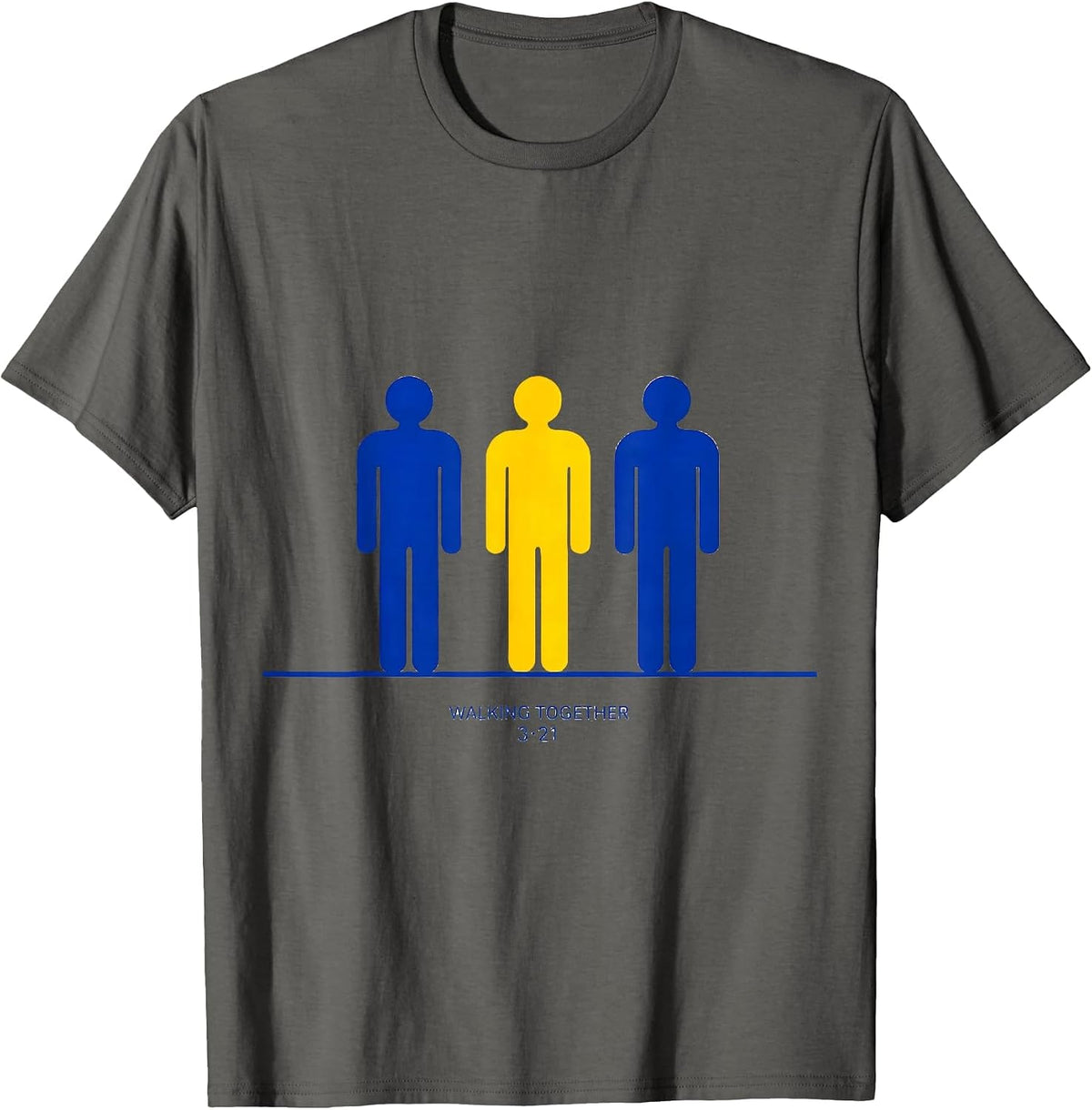 Walking Together, 321 Down Syndrome Awareness Family Support T-Shirt - Asphalt Grey