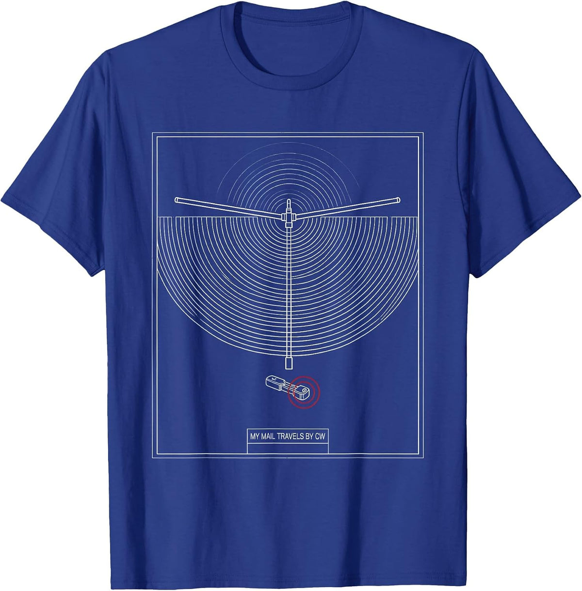 My Mail Travels By CW Technical Blueprint Ham Radio Operator T-Shirt - Royal Blue
