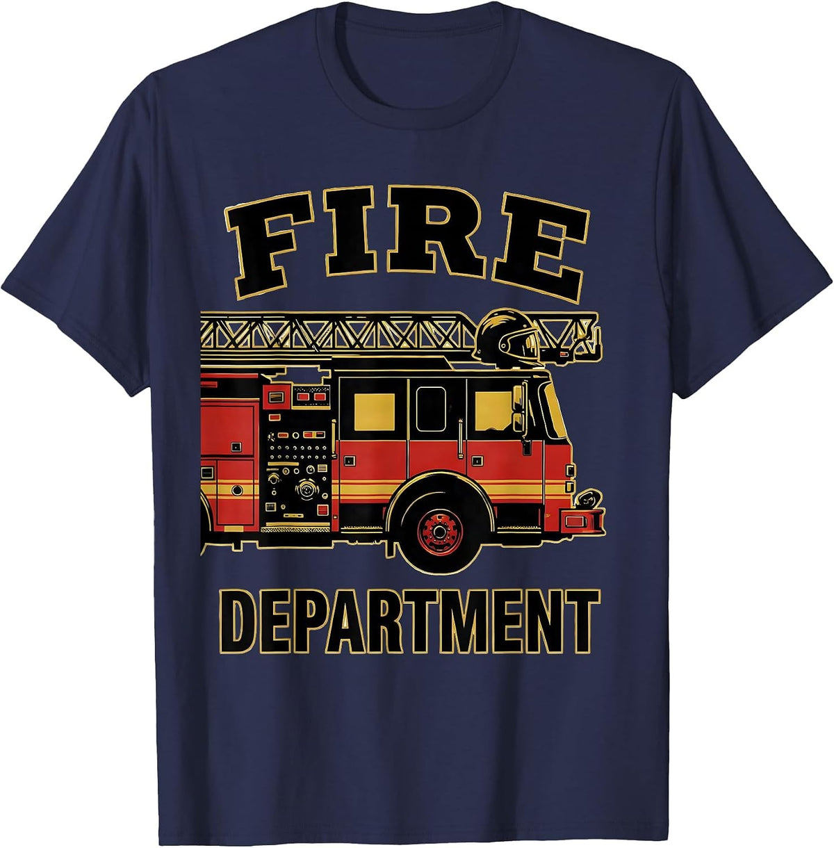 Fire Department Screenprint Poster Firefighter Pride Gift T-Shirt - Navy Blue