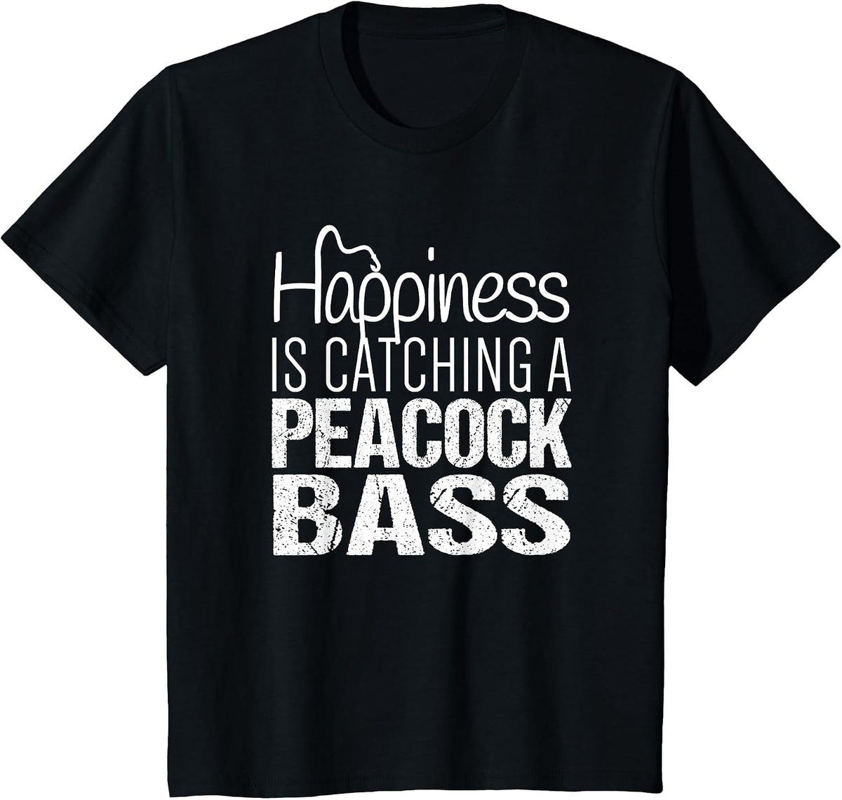 Peacock Bass Fishing T-Shirt | Happiness Catch Peacock Bass T-Shirt - Black