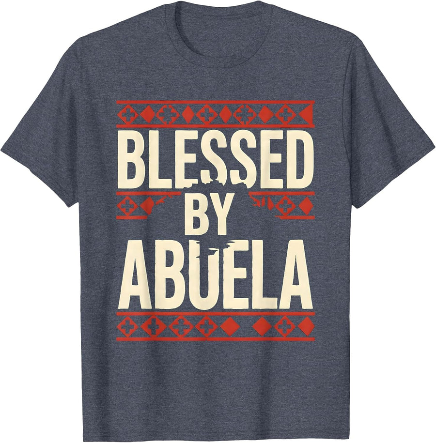 Blessed By Abuela Mexican Heritage Design T-Shirt - Heather Blue