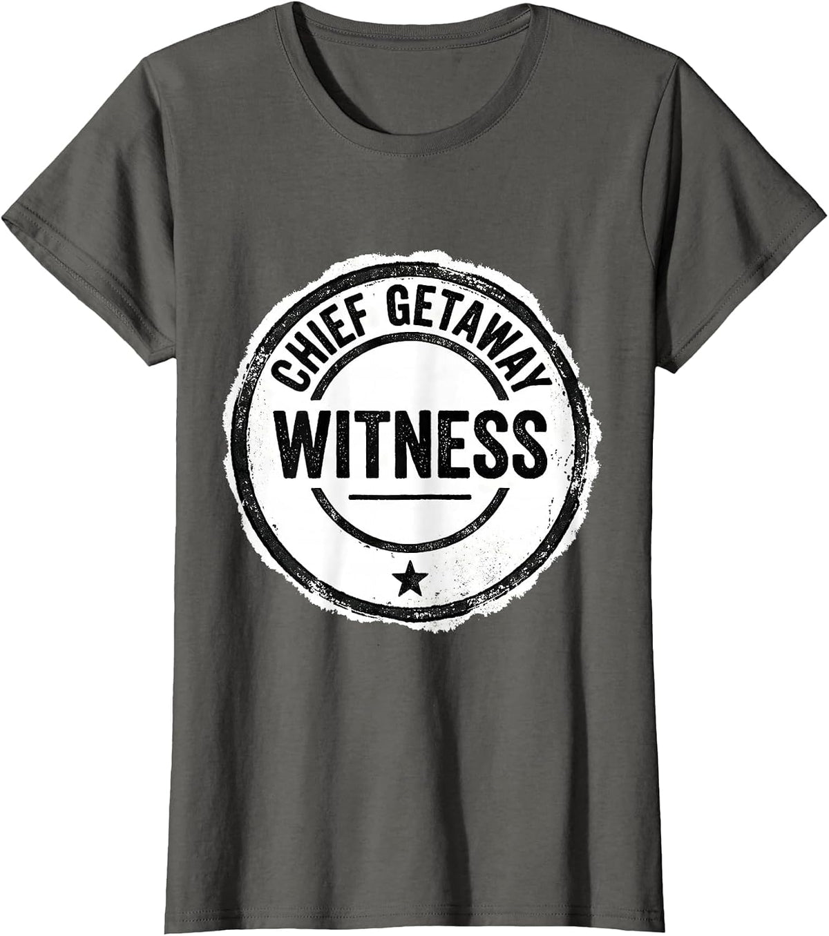 Women's Chief Getaway Witness Rubber Stamp Matching Best Friends T-Shirt - Asphalt Grey