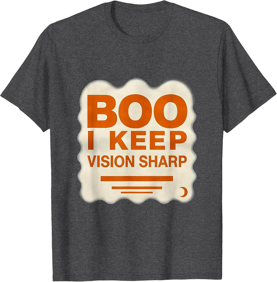 Men's Boo I Keep Vision Sharp Funny Optometrist Halloween Eye T-Shirt - Dark Heather Grey