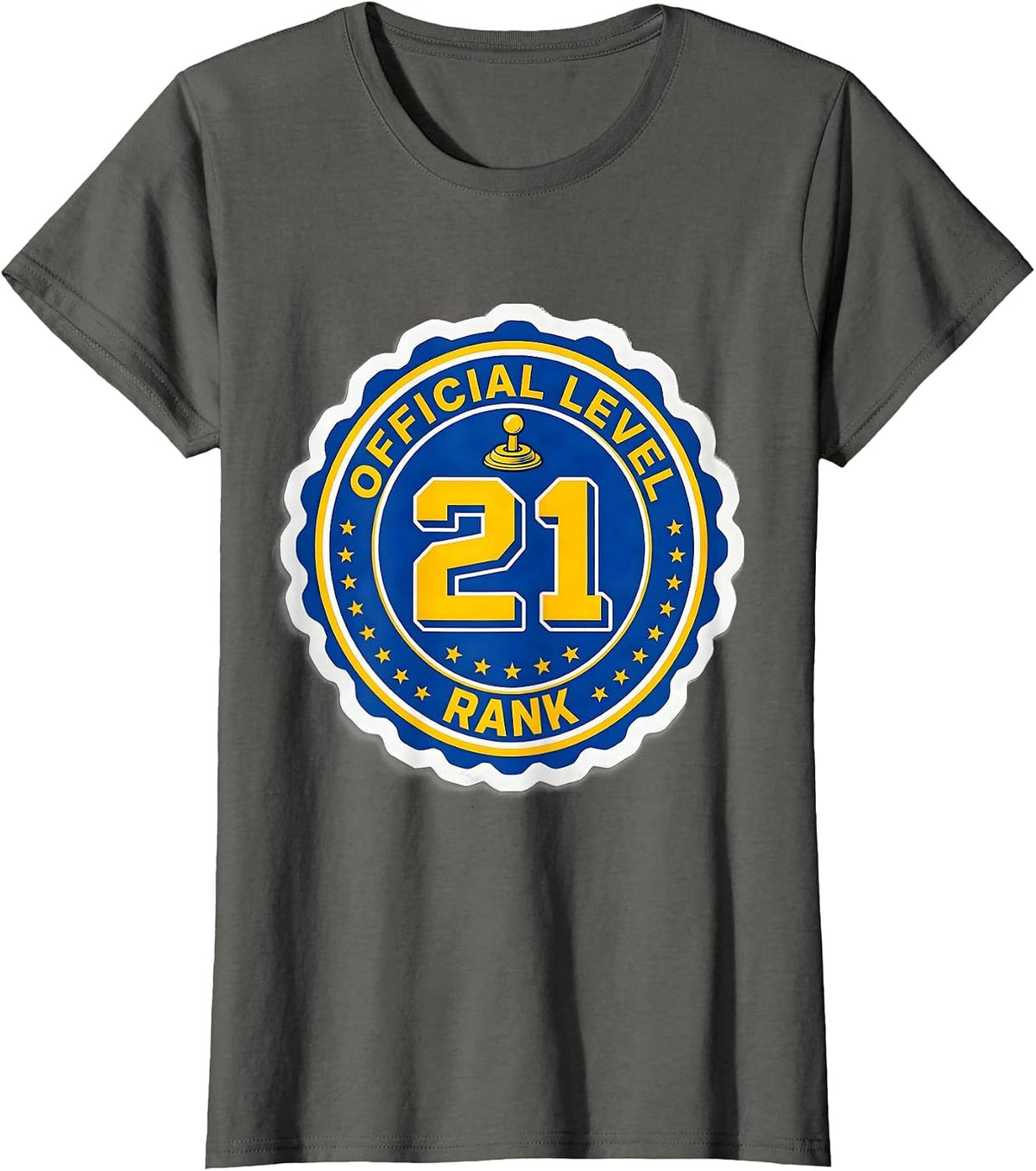 Women's Official Level 21 Rank Gamer Kid Birthday Number Unlocked T-Shirt - Asphalt Grey