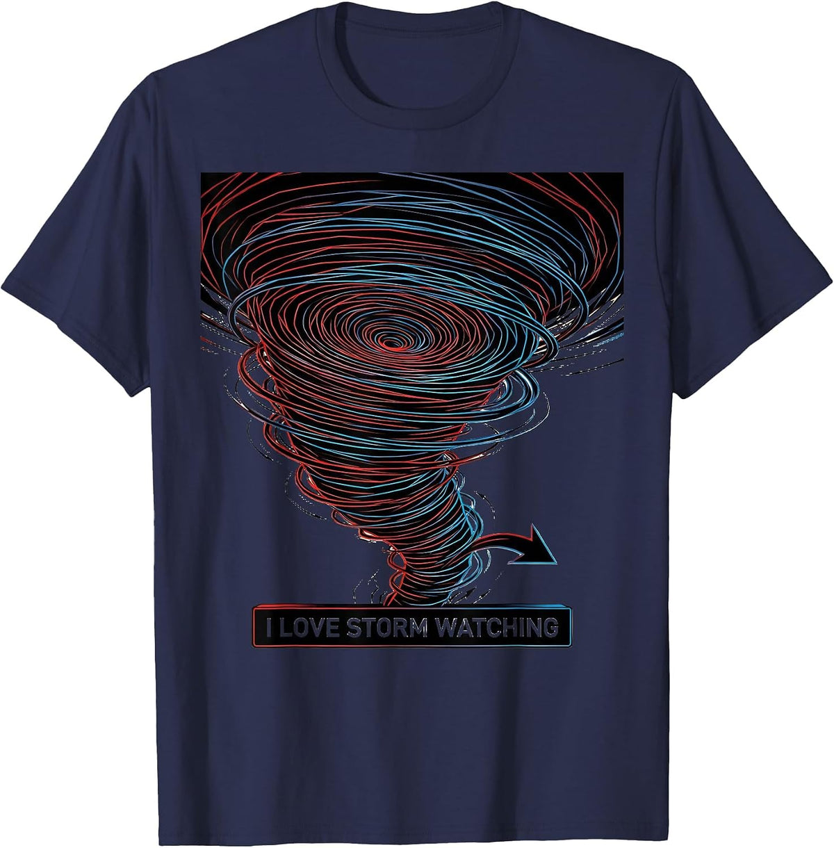 Men's I Love Storm Watching Geometric Tornado Chaser Weather T-Shirt - Navy Blue