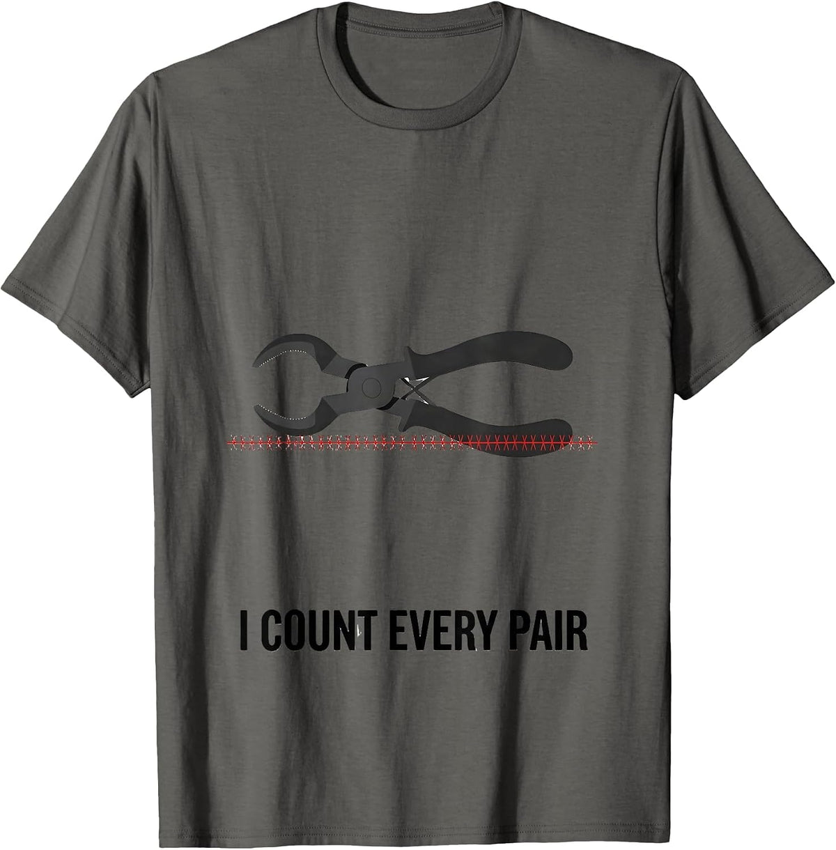 Men's I Count Every Pair Minimalist Surgical Tech Scrub Tech Gift T-Shirt - Asphalt Grey