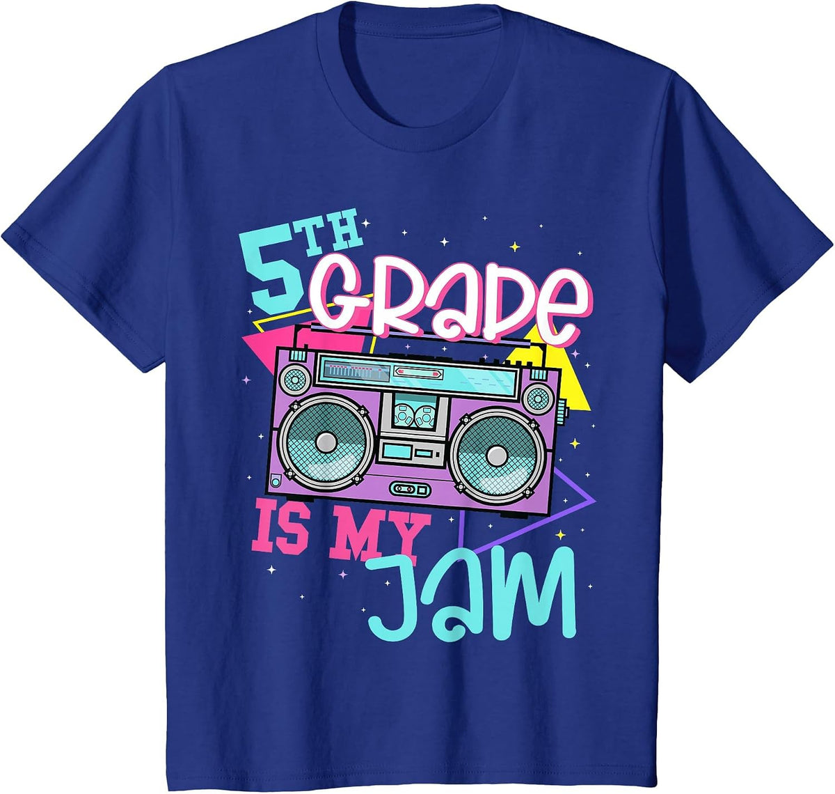 5th Grade is My Jam Vintage 80s 90s Teacher Back to School T-Shirt - Royal Blue