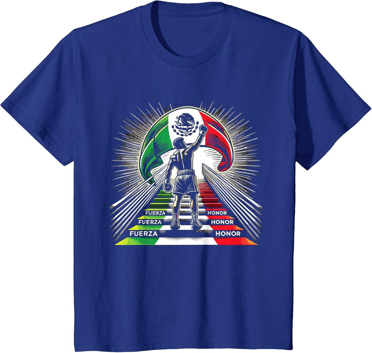 Mexican Boxing Fuerza Honor Spirit T-Shirt - Royal Blue