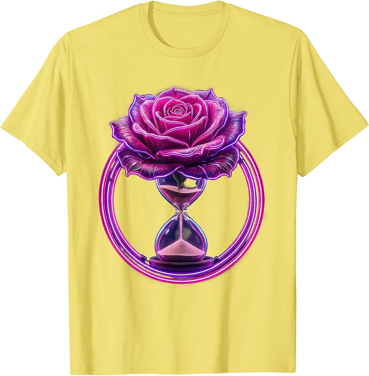 Men's 21st Birthday Blooming Rose Hourglass Design T-Shirt - Lemon Yellow
