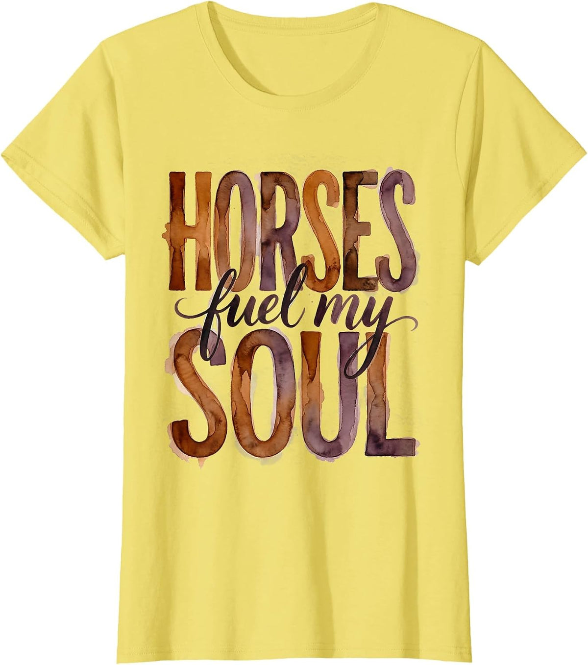 Horses Fuel My Soul Equestrian Design T-Shirt - Lemon Yellow