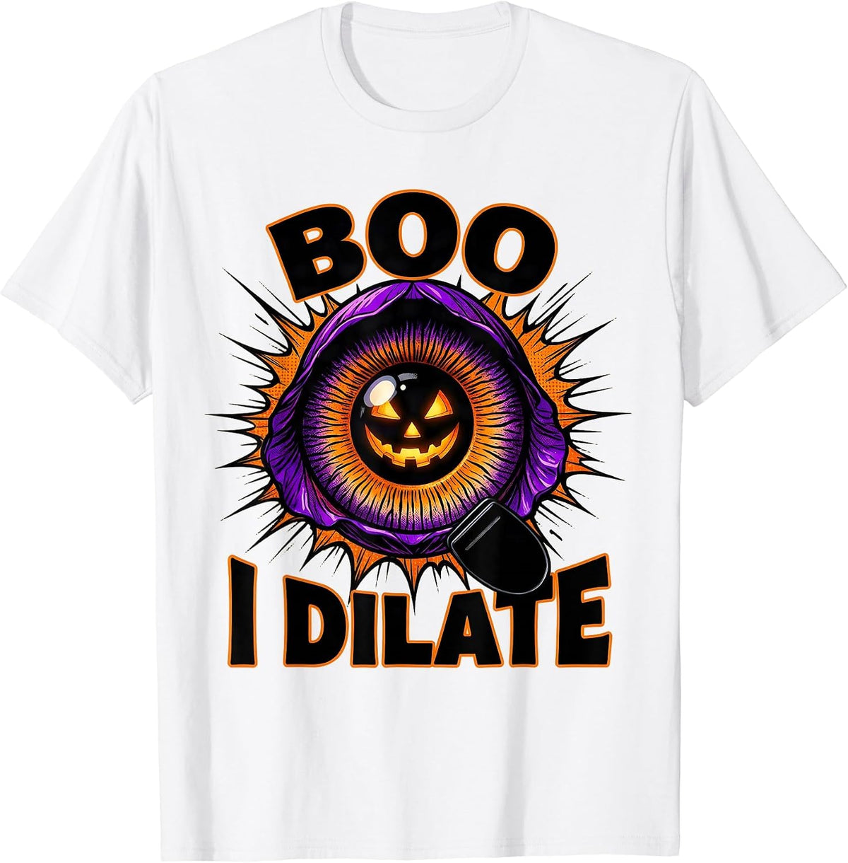 Men's Boo I Dilate Comic Book Halloween Optometrist Eye Doctor T-Shirt - White