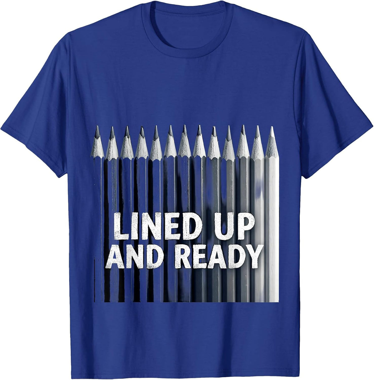 Lined Up and Ready 5th Grade Teacher Design T-Shirt - Royal Blue