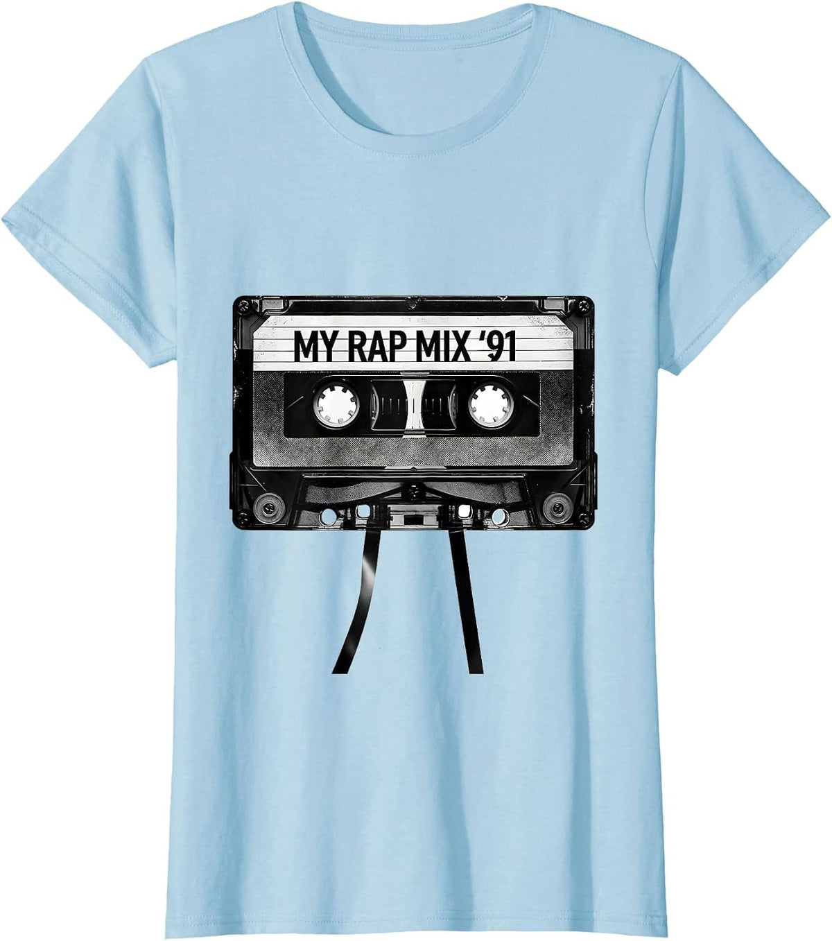 Women's My Rap Mix '91 Retro Cassette Hip Hop Nostalgia Mixtape T-Shirt - Baby Blue