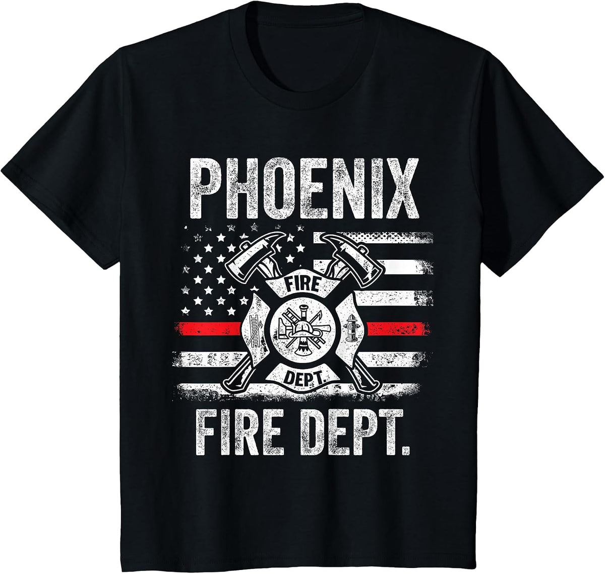 Phoenix Fire Department Thin Red Line Fireman T-Shirt - Black