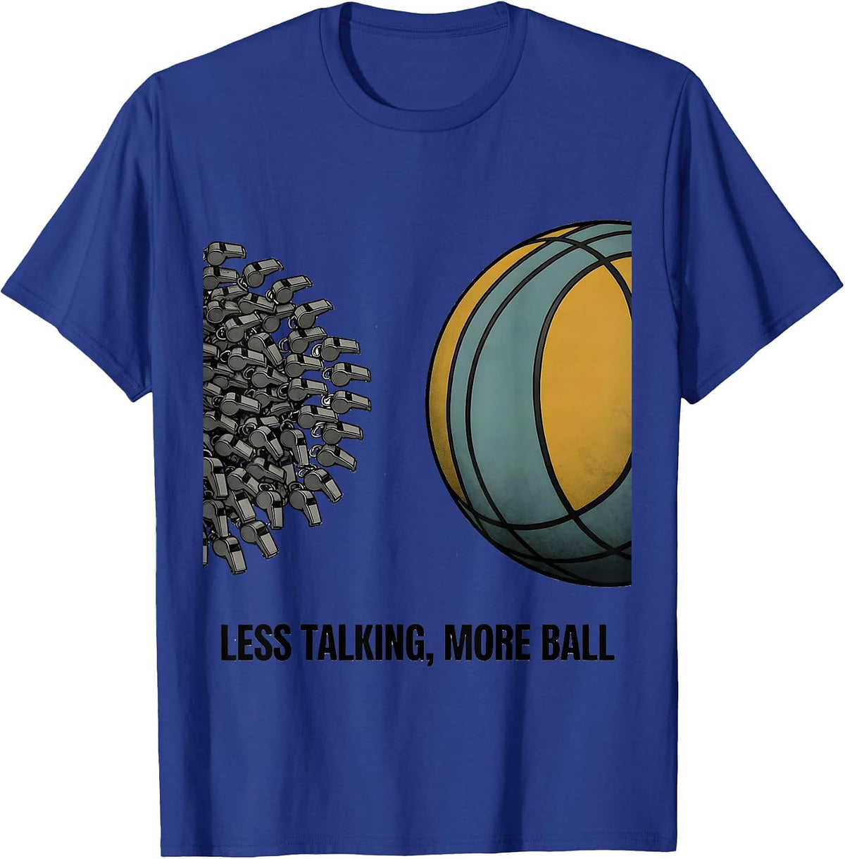Men's Less Talking More Ball Funny PE Teacher Back To School Gym T-Shirt - Royal Blue