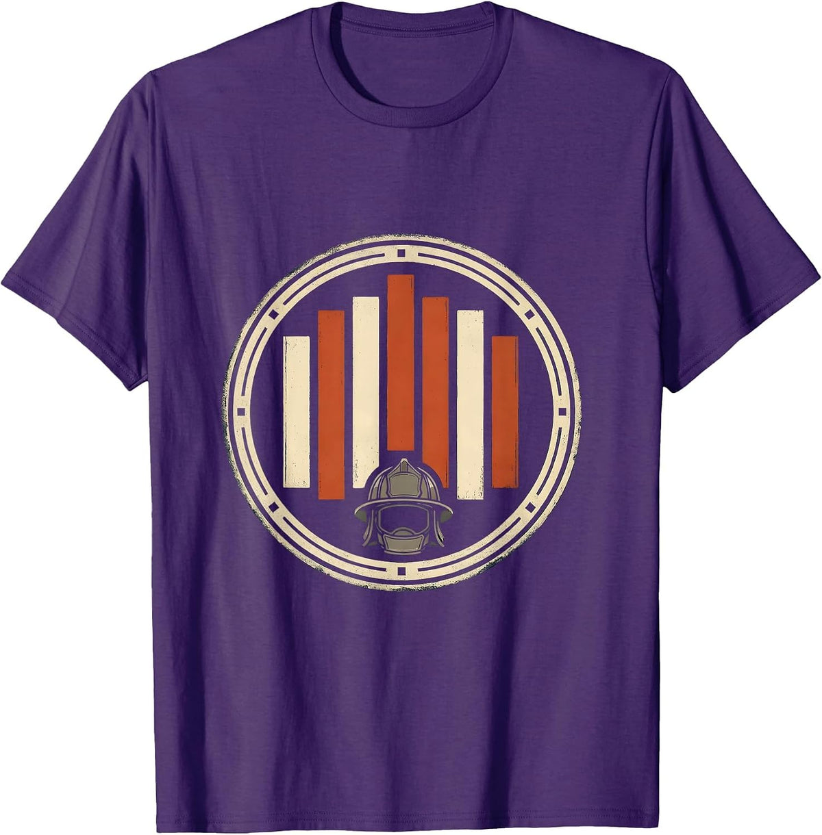 Vintage Firefighter Memorial Badge Thin Red Line Pride T-Shirt - Purple