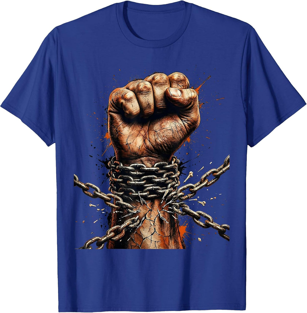 Fist Breaking Free From Chain Graphic T-Shirt - Royal Blue