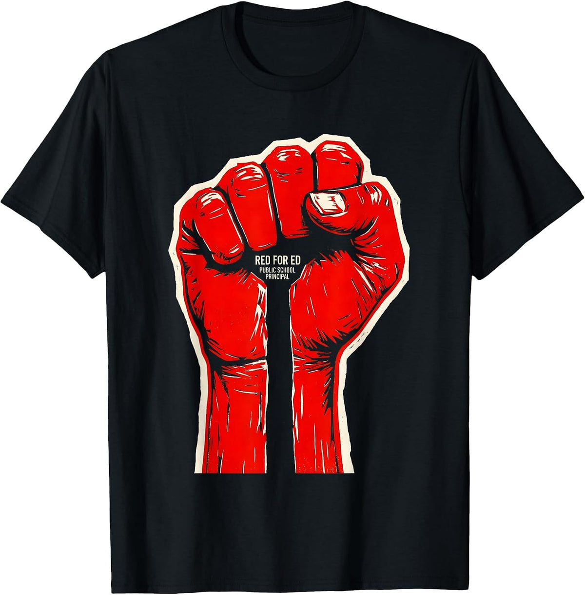 Men's Red For Ed Public School Principal Teacher Advocacy T-Shirt - Black