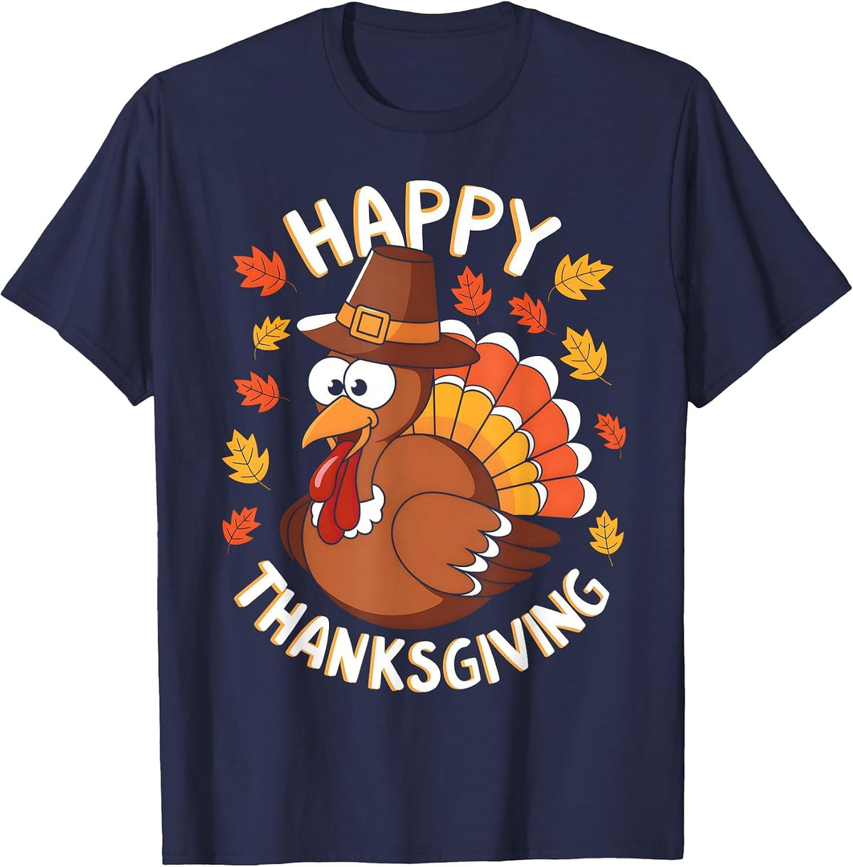 Happy Thanksgiving Funny Turkey Family Dinner Thanksgiving T-Shirt - Navy Blue