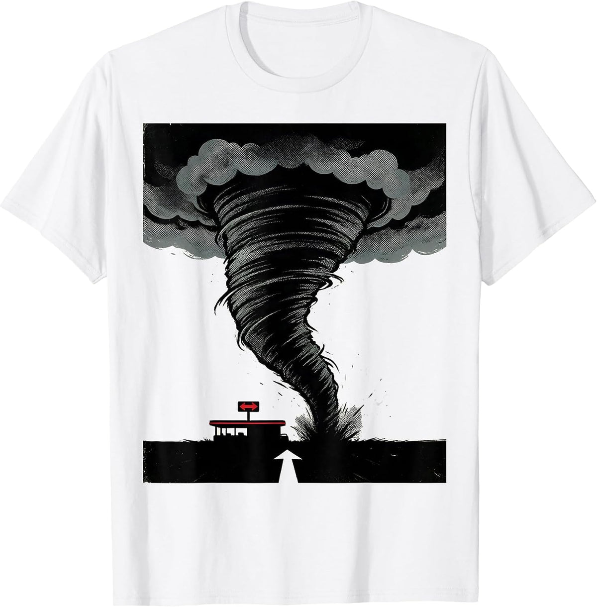 Men's Left-Leaning Tornado Funnel Meteorology Enthusiast T-Shirt - White