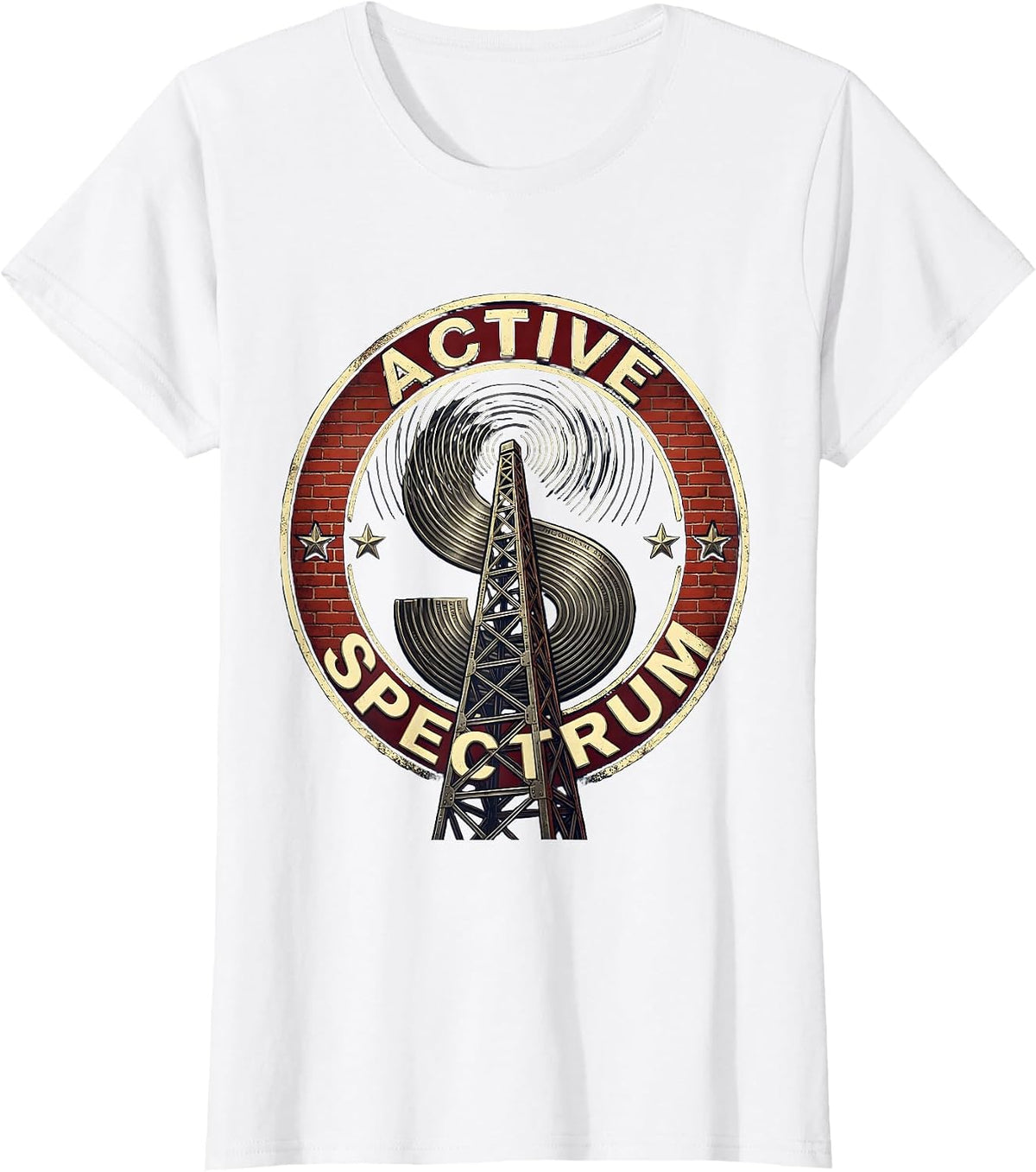 Women's Active Spectrum Patriotic Ham Radio Operator Nerdy Humor T-Shirt - White