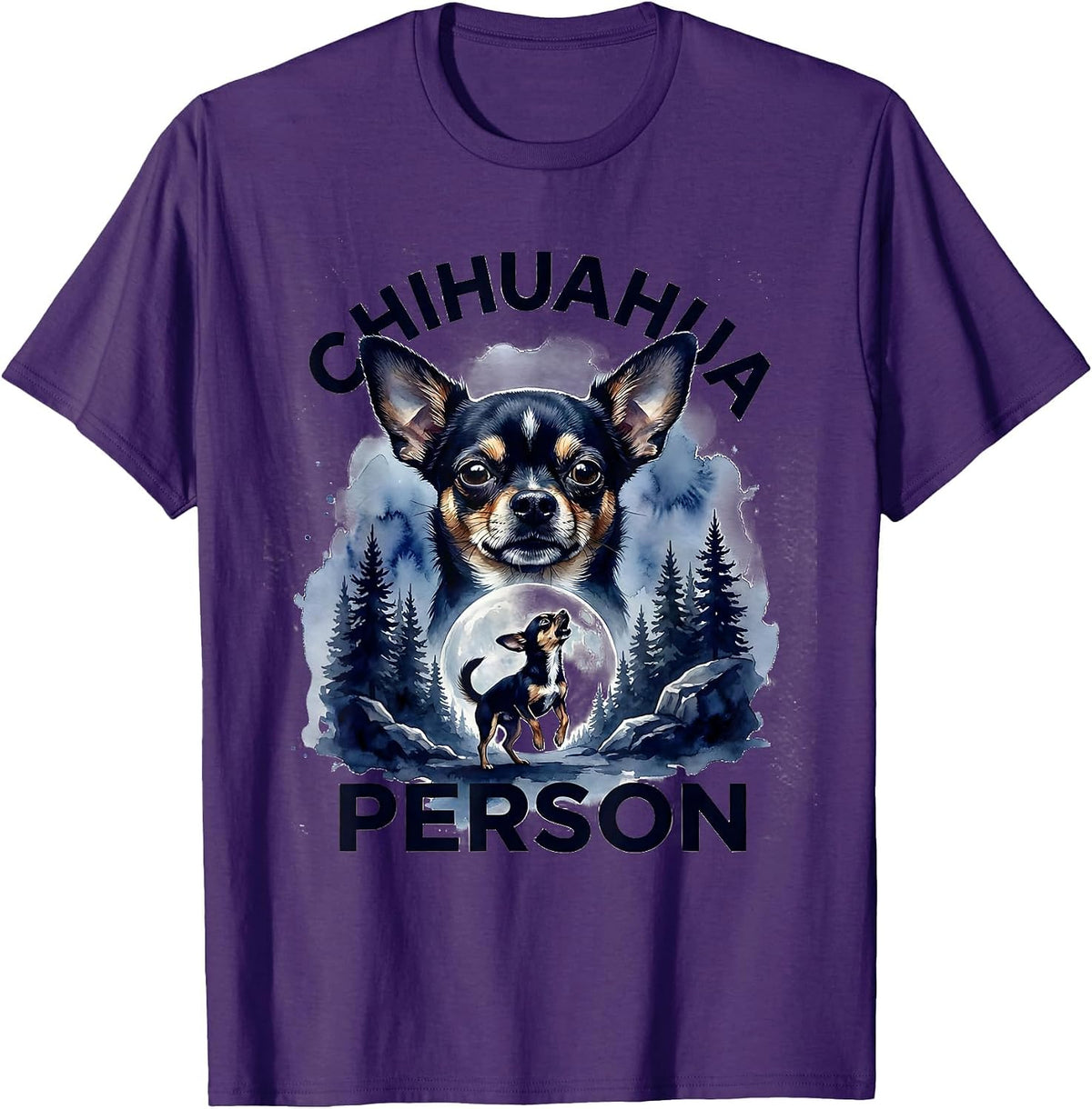 Men's Chihuahua Person Watercolor Dog Breed Portrait Retro 90s T-Shirt - Purple