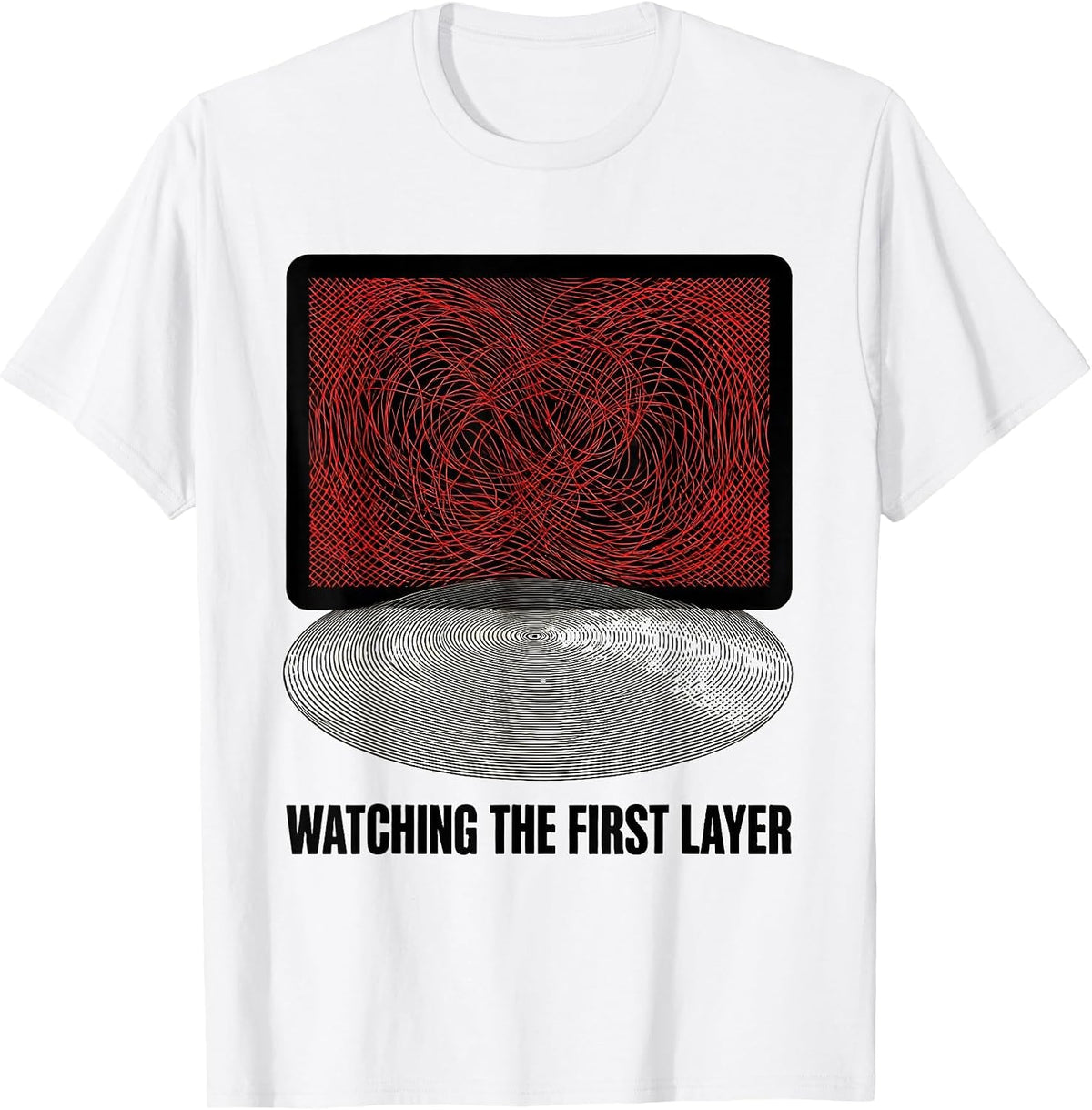 Men's Watching The First Layer Funny 3D Printer Hobbyist Maker T-Shirt - White