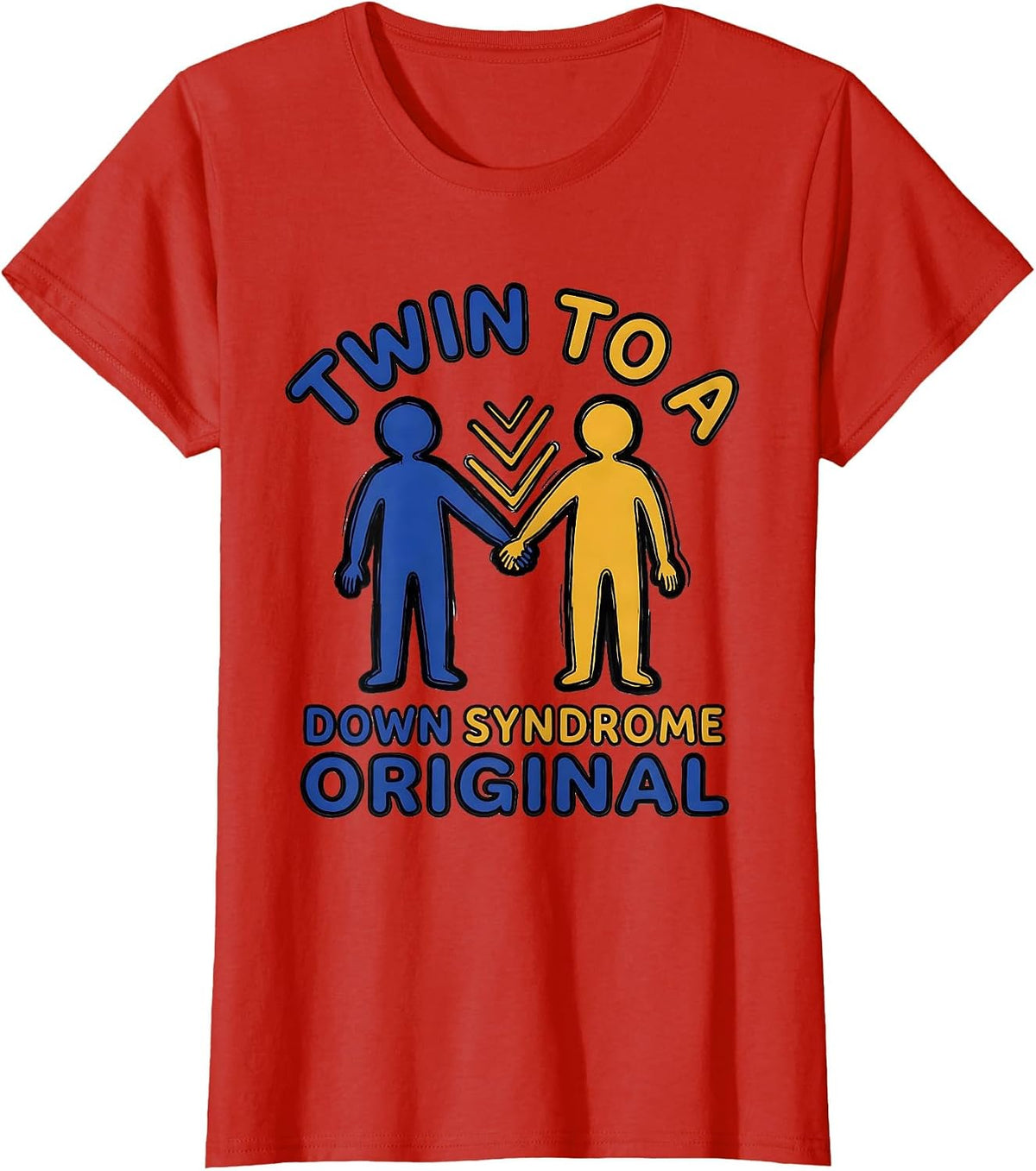 Twin To A Down Syndrome Original Family Support Awareness T-Shirt - Red