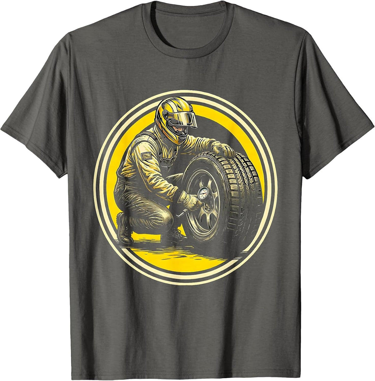 Men's Pit Crew Mechanic Tire Pressure Check Graphic T-Shirt - Asphalt Grey
