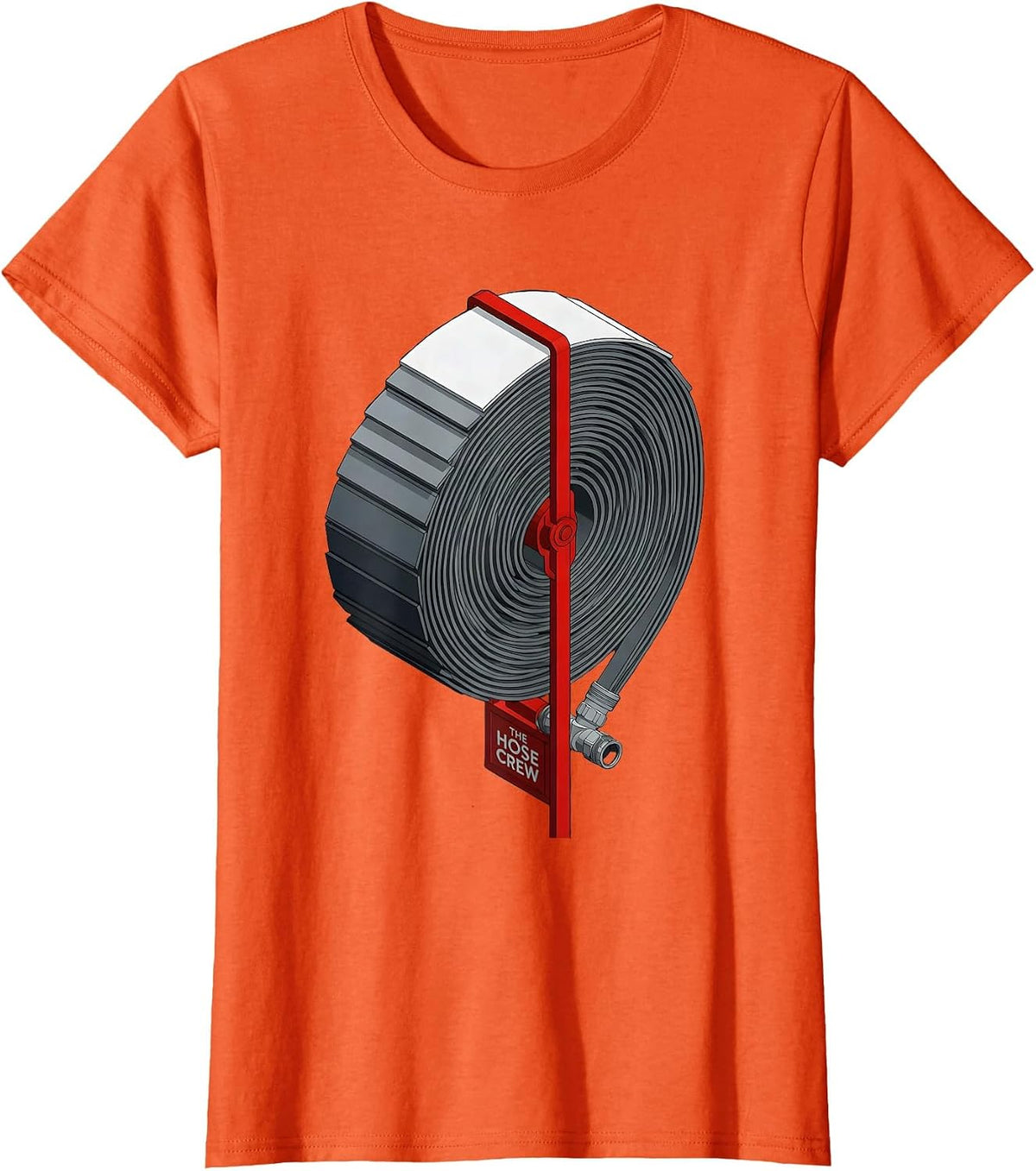 THE HOSE CREW Isometric Firefighter Humor Fire Truck Crew T-Shirt - Orange