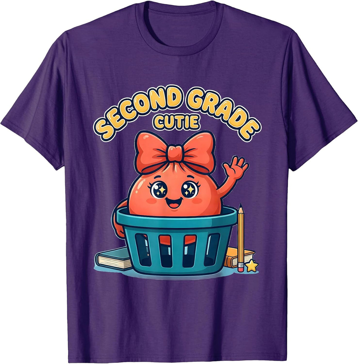 Second Grade Cutie Cute Dumpling Back to School Girl Teacher T-Shirt - Purple