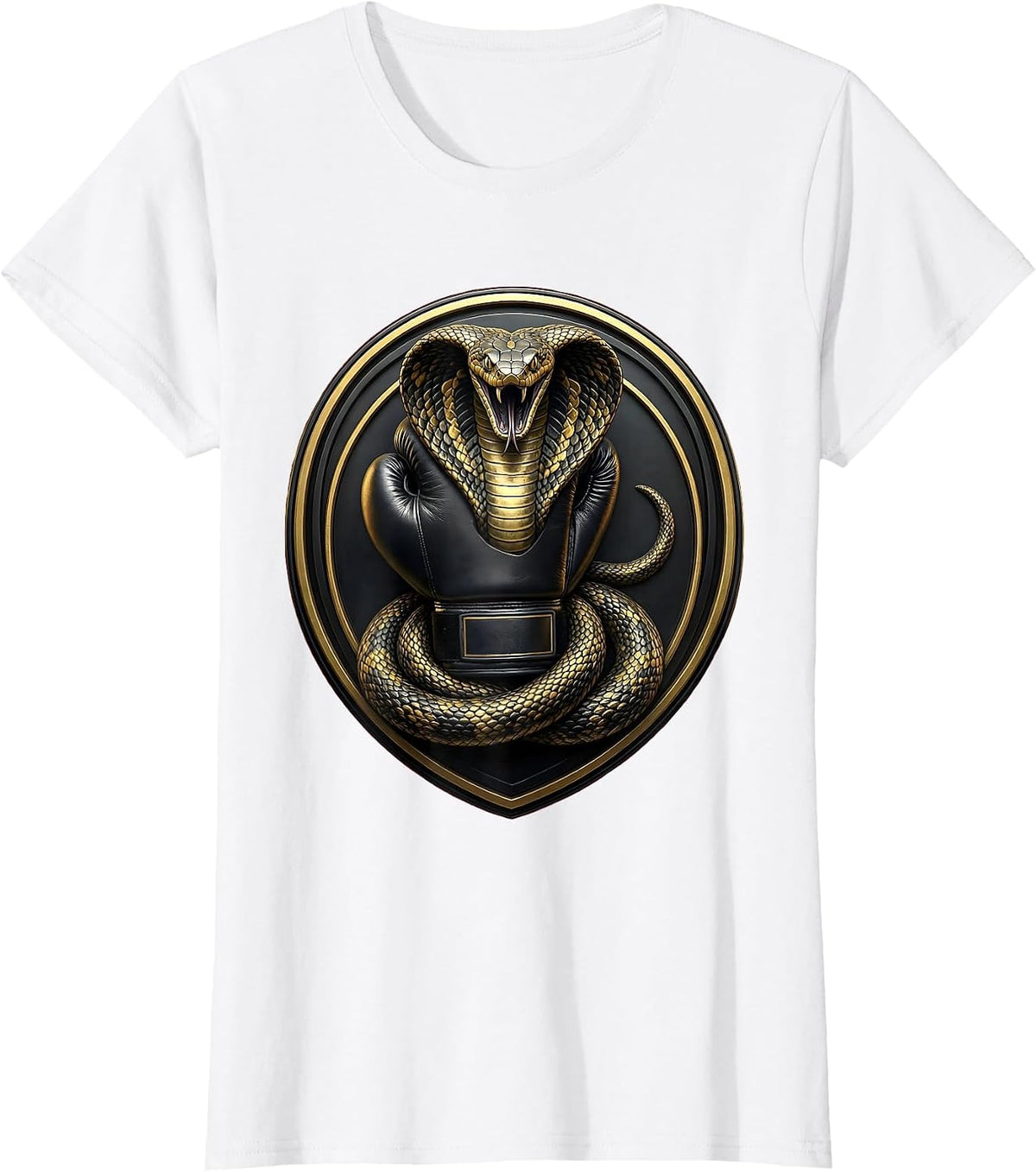 Cobra Snake Coiled Boxing Glove Graphic T-Shirt - White