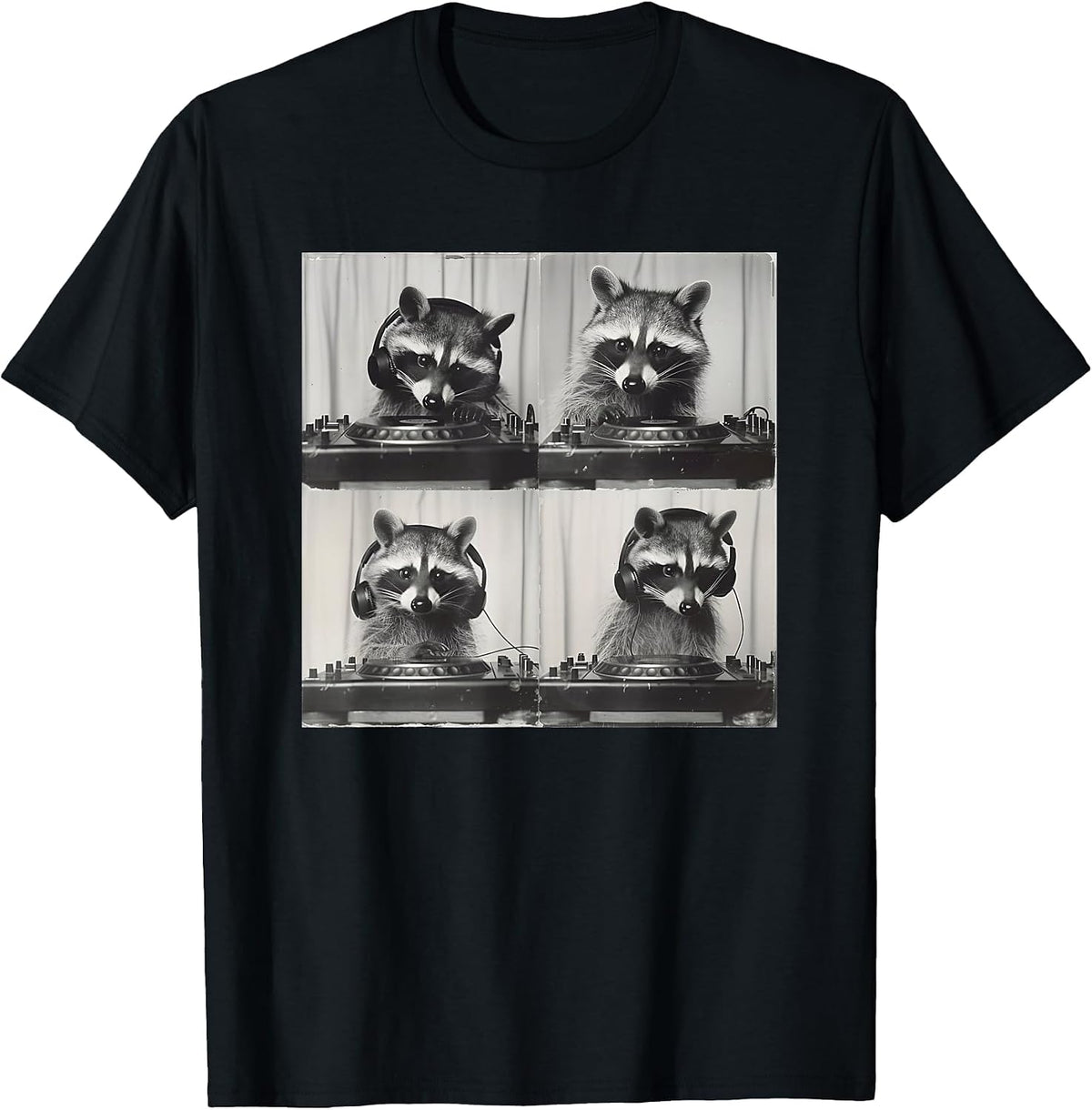 Party Raccoon DJ T-Shirt - Black
