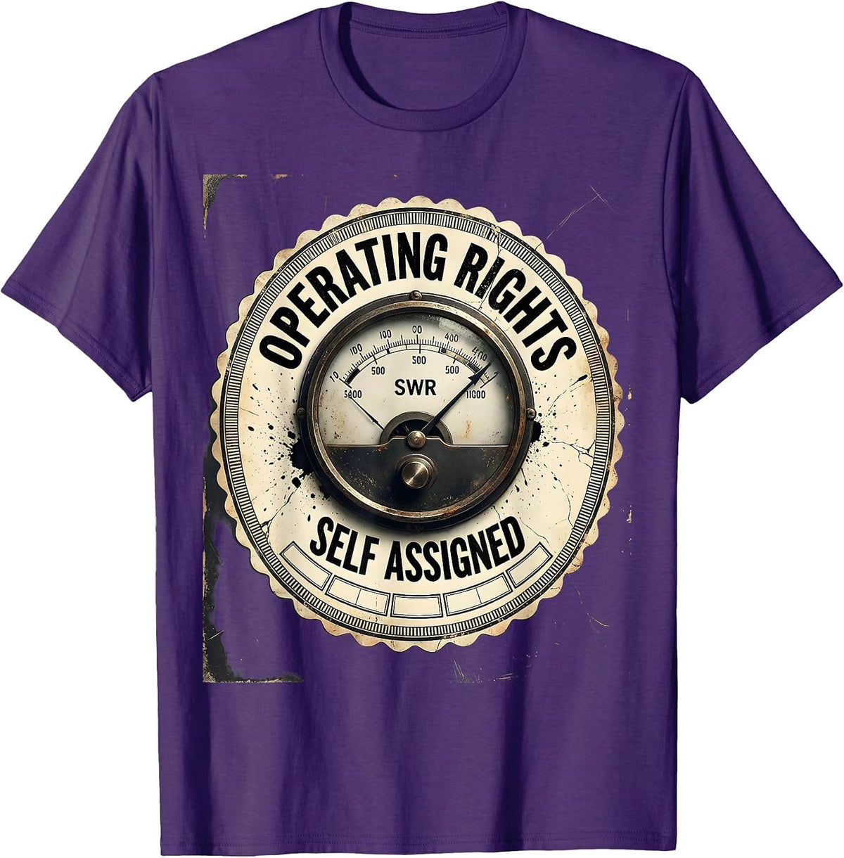 Operating Rights Self Assigned Distressed Ham Radio Operator T-Shirt - Purple