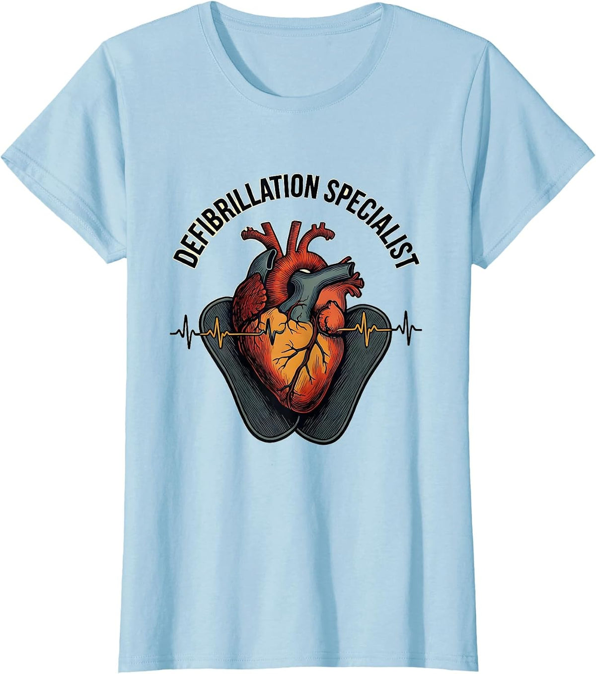 Defibrillation Specialist Funny Nurse Cardiology Medical T-Shirt - Baby Blue