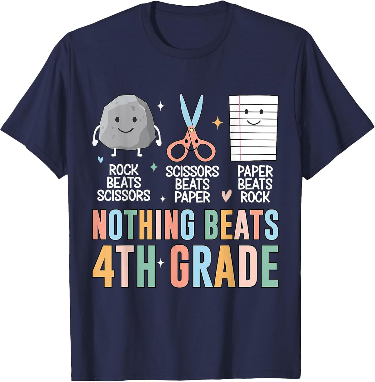 Nothing Beats 4th Grade Funny Back to School Kids Teachers T-Shirt - Navy Blue
