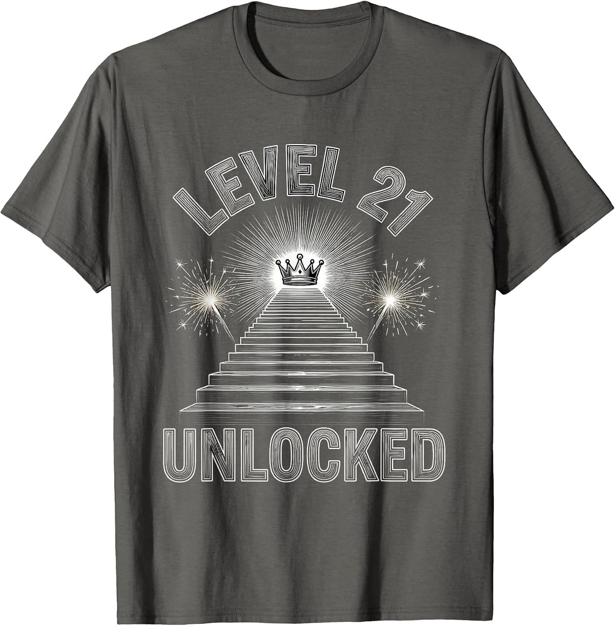 Men's Level 21 Unlocked Funny Age Number Kids Birthday Humor T-Shirt - Asphalt Grey