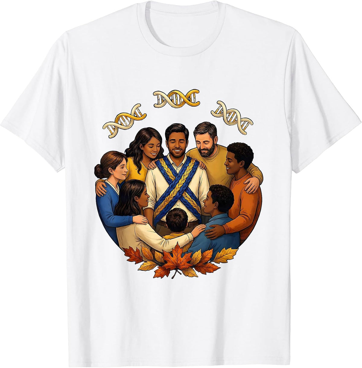 Men's Storybook Family Circle Down Syndrome Awareness October T-Shirt - White