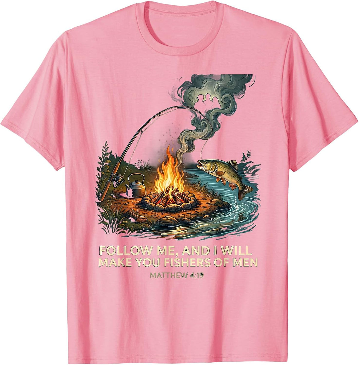 Men's Follow Me, And I Will Make You Fishers Of Men — Matthew 4:19 T-Shirt - Pink