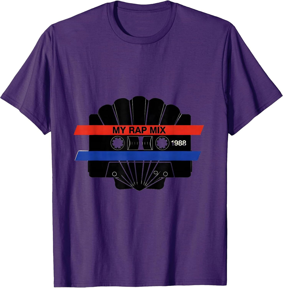 Men's My Rap Mix 1988 Retro Cassette Tape Hip Hop Nostalgia 80s T-Shirt - Purple