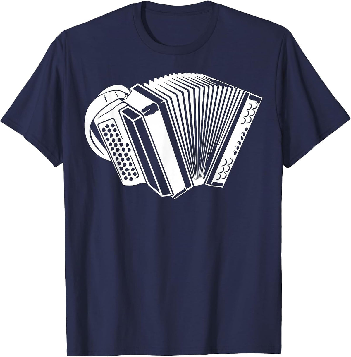 Graphic Accordion Instrument Men Women Hobby Learn Musician T-Shirt - Navy Blue