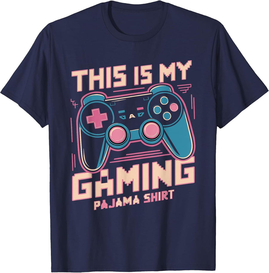 This is My Gaming Pajama Shirt Video Games Gamer Retro T-Shirt - Navy Blue