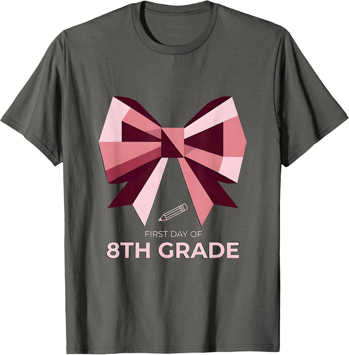 Men's First Day Of 8th Grade Coquette Bow Back To School Girl T-Shirt - Asphalt Grey