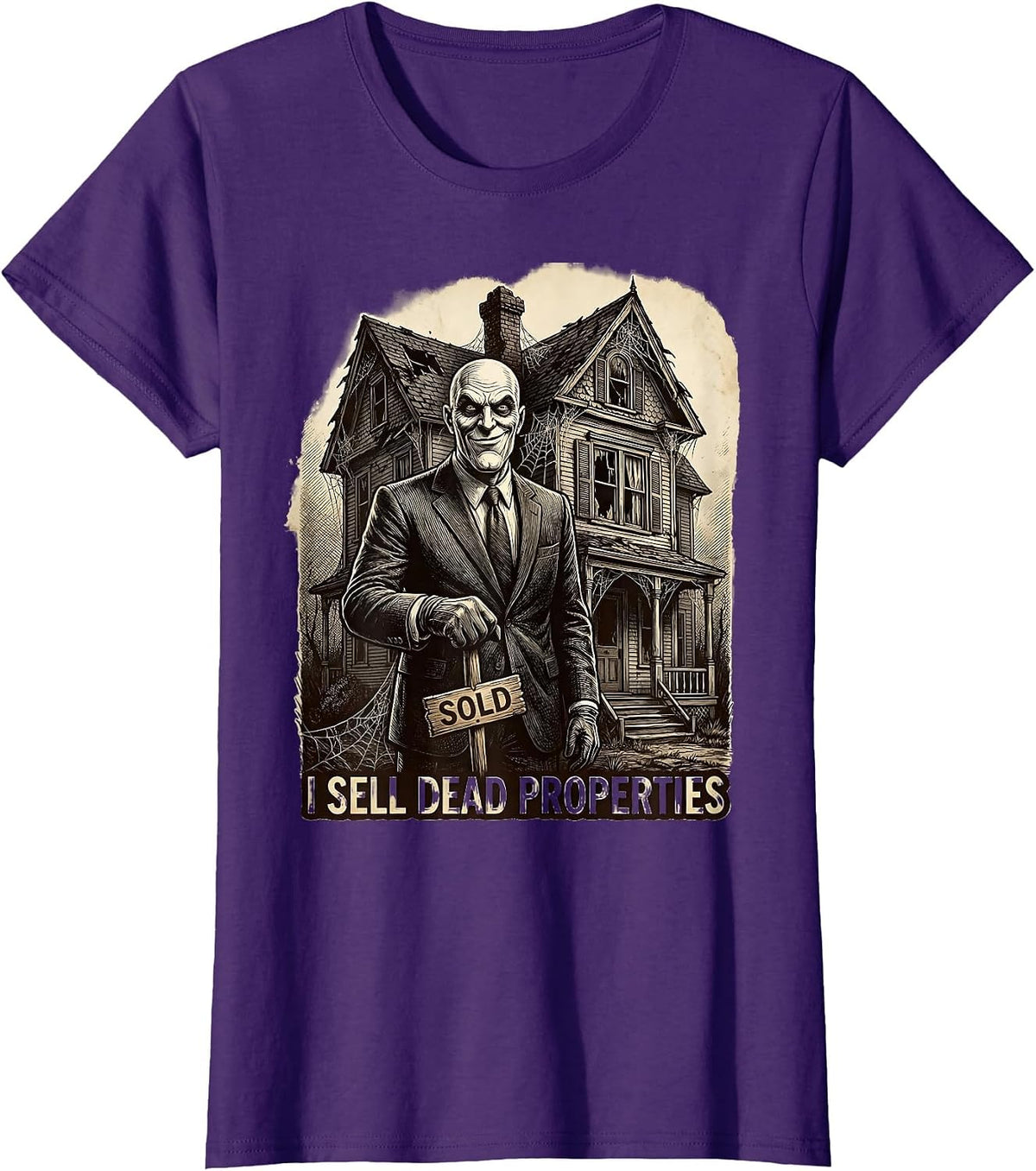 Women's I Sell Dead Properties Halloween Realtor Ghost T-Shirt - Purple