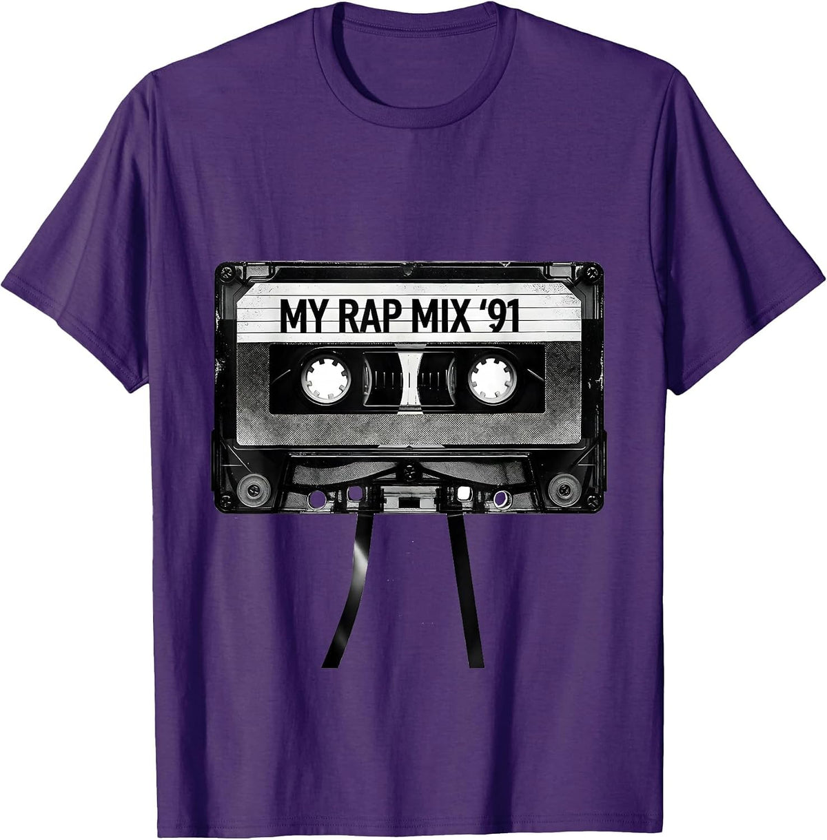 Men's My Rap Mix '91 Retro Cassette Hip Hop Nostalgia Mixtape T-Shirt - Purple