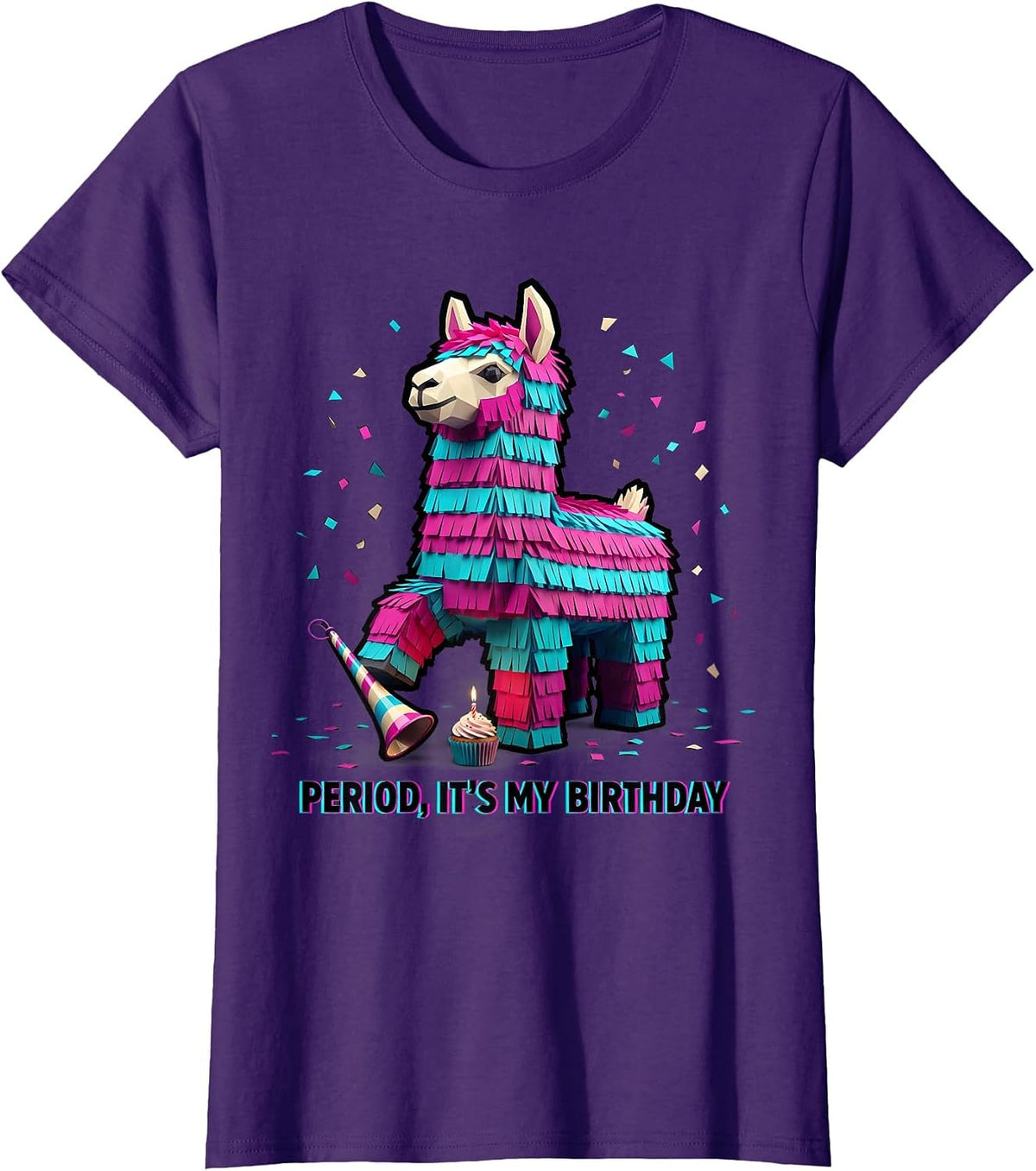 Women's Period, It's My Birthday Bold Llama Piñata Birthday Boy T-Shirt - Purple