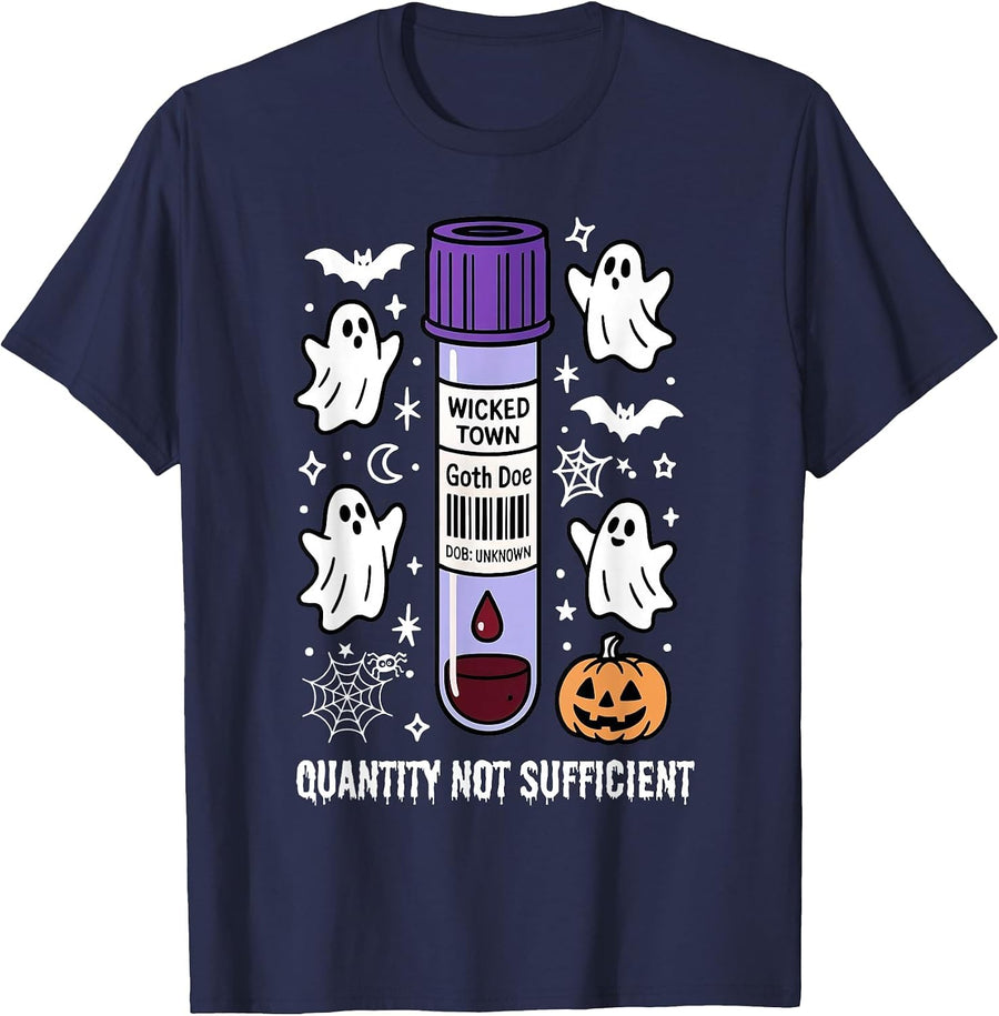 Test Tube Halloween Lab Tech Laboratory Science Phlebotomy T-Shirt - Navy Blue
