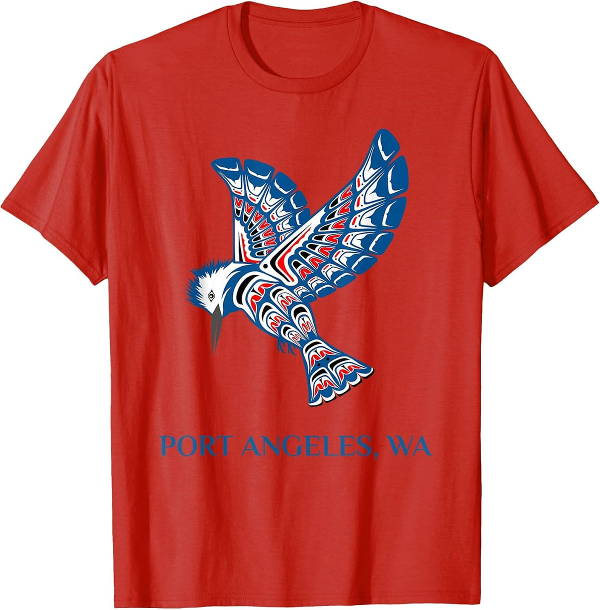 Port Angeles WA Native American Kingfisher Bird Watching T-Shirt - Red