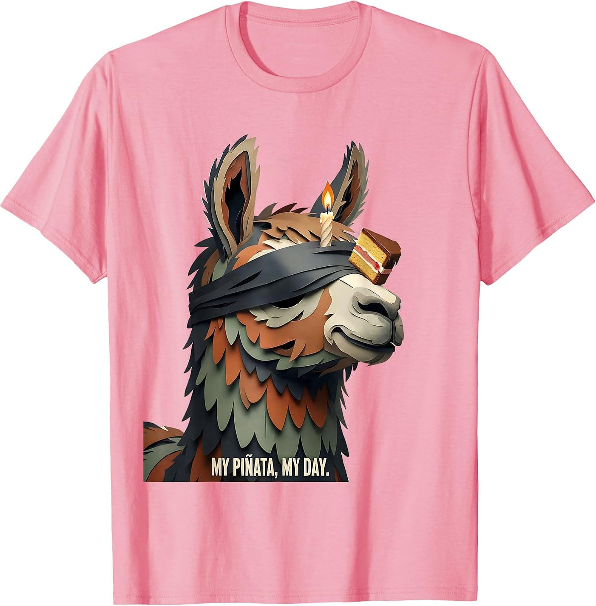 Men's My Piñata My Day Funny Llama Birthday Boy Party Meme T-Shirt - Pink