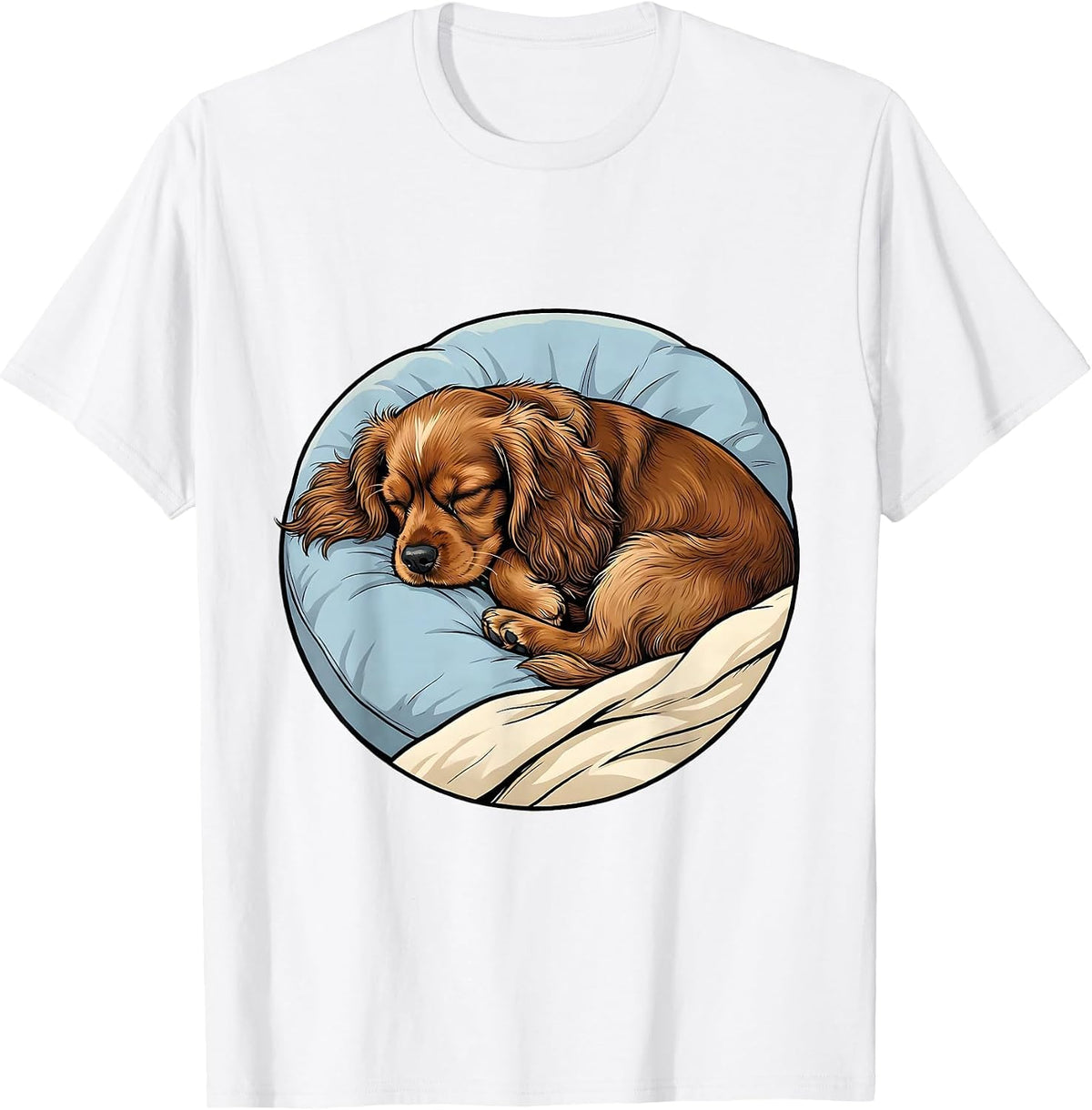 Men's Cocker Spaniel Sleeping Napping Breed Lover Cozy T-Shirt - White